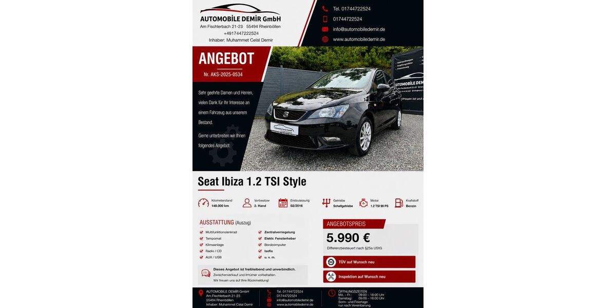 Seat Ibiza 148.000 km 5.990 &euro; Rheinböllen 55494