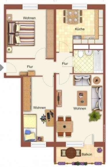 Etagenwohnung Elsterwerda - 3 Zimmer, 63 m&sup2;, 340&euro; | Angebot:26674012