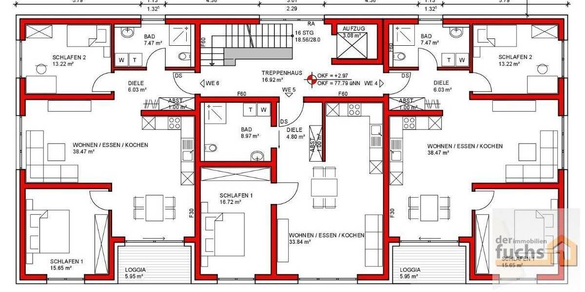 Etagenwohnung Kettig - 3 Zimmer, 85 m&sup2;, 1.195&euro; | Angebot:26724107