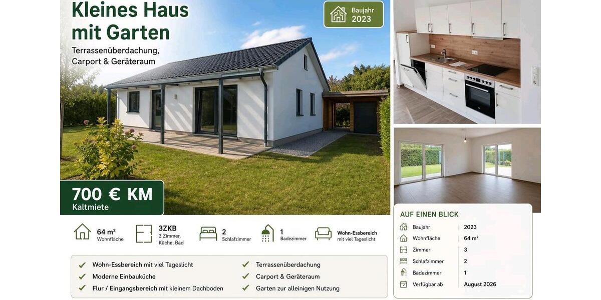 Einfamilienhaus Esterwegen - 3 Zimmer, 64 m&sup2;, 700&euro; | Angebot:26417084