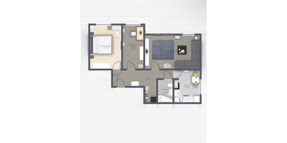 schicke 3-Raumwohung mit Einbauküche zu verkaufen 3 zimmer