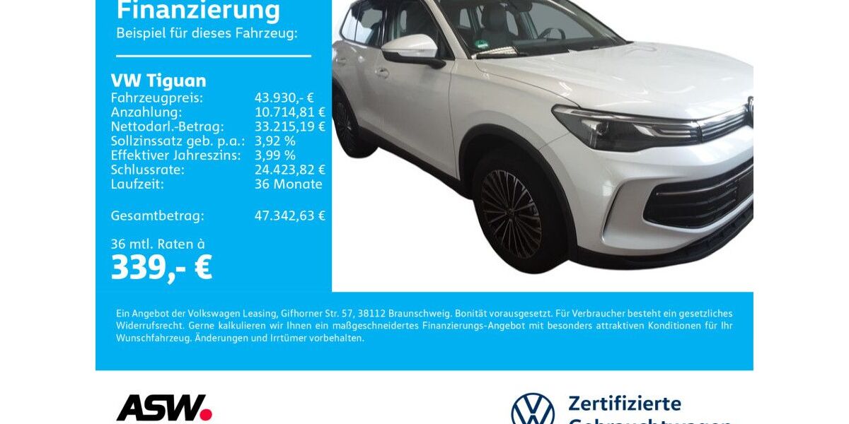 VW Tiguan 14.990 km 43.930 € Neckarsulm 74172