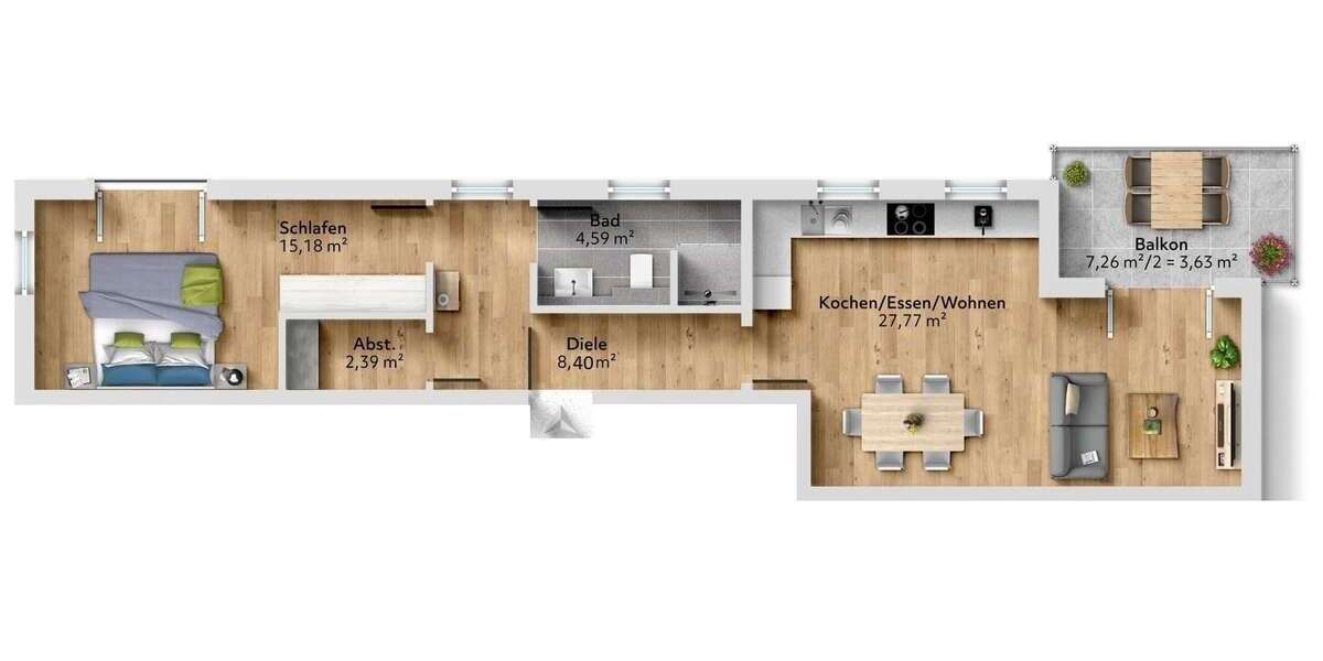 Etagenwohnung Weikersheim - 2.5 Zimmer, 62 m&sup2;, 267.667&euro; | Angebot:25277244