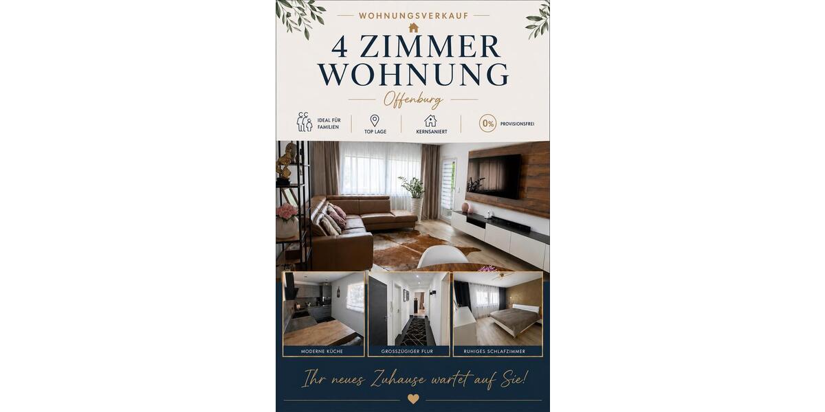 Etagenwohnung Offenburg Elgersweier - 4 Zimmer, 97 m&sup2;, 349.000&euro; | Angebot:27021805