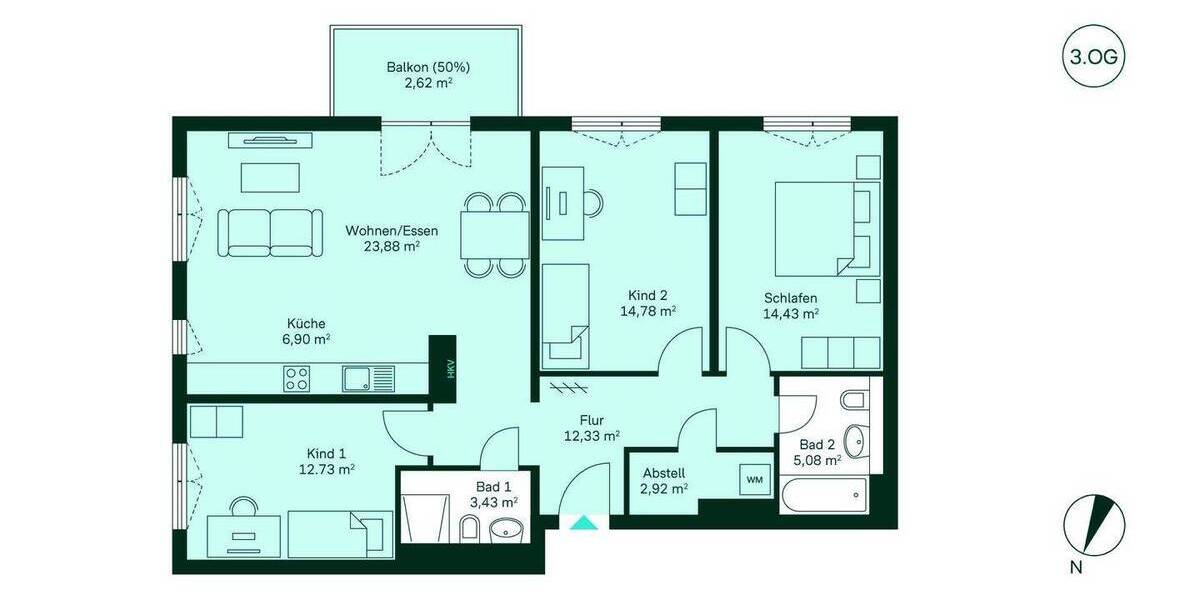 Etagenwohnung Wildau - 4 Zimmer, 99 m&sup2;, 539.900&euro; | Angebot:25957382