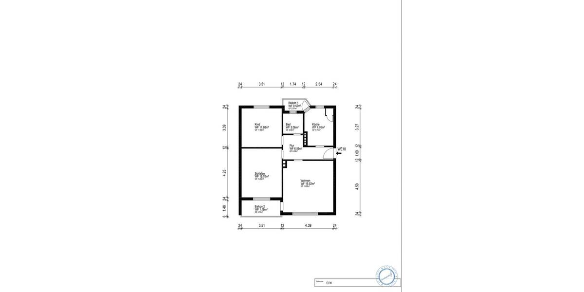 Etagenwohnung Bremerhaven Mitte - 3 Zimmer, 64 m&sup2;, 159.900&euro; | Angebot:26450886
