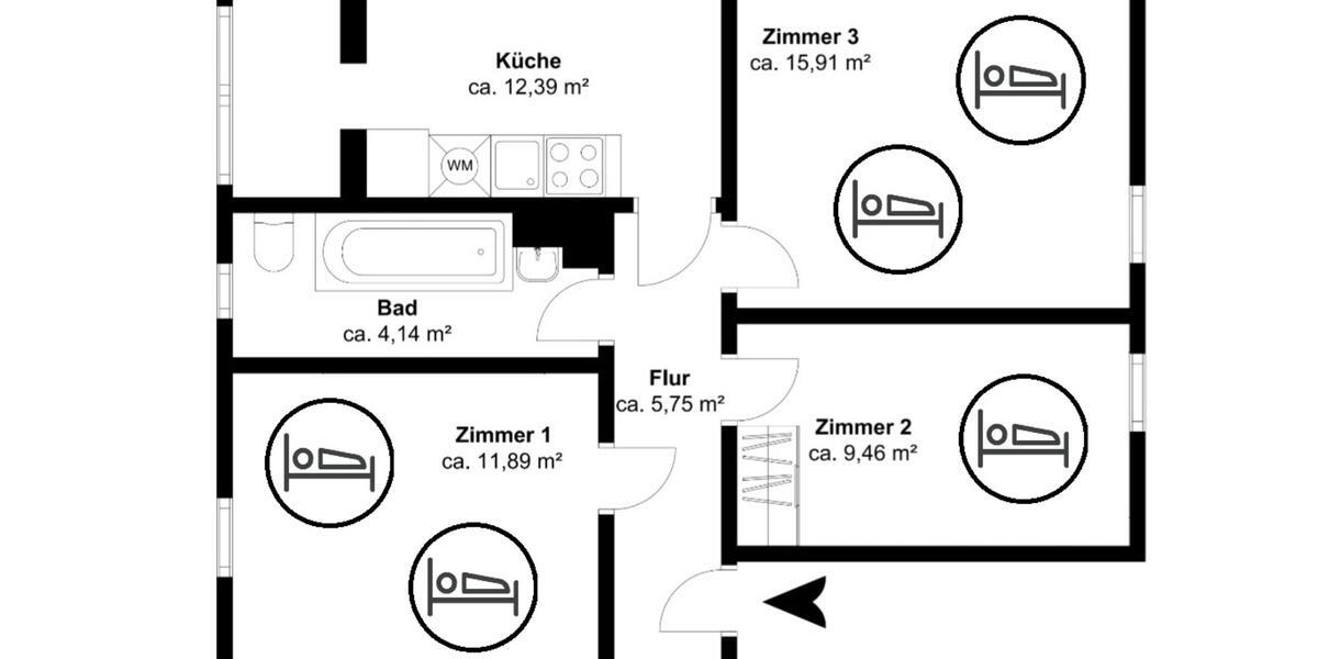 Wohnen auf Zeit Schwarzenberg/Erzgebirge Erzgebirge - 3 Zimmer, 69 m&sup2;, 375&euro; | Angebot:12485302