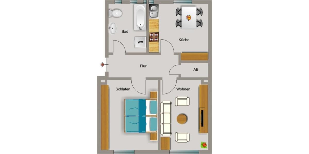 Erdgeschoßwohnung Dinslaken Lohberg - 2.5 Zimmer, 52 m&sup2;, 341&euro; | Angebot:26139264