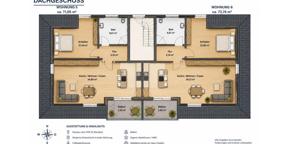 Etagenwohnung Ottersberg - 2 Zimmer, 73 m&sup2;, 1.150&euro; | Angebot:26526966