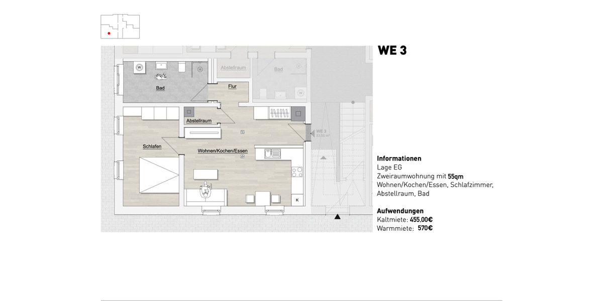Exklusives Wohnen im „Wilden Mann“ – Moderne 2-Zimmer-Wohnung im zimmer