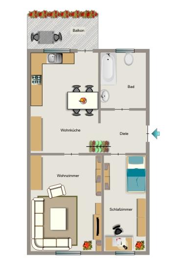 Erdgeschoßwohnung Bochum Bochum-Südwest - 2.5 Zimmer, 49 m&sup2;, 433&euro; | Angebot:26402525