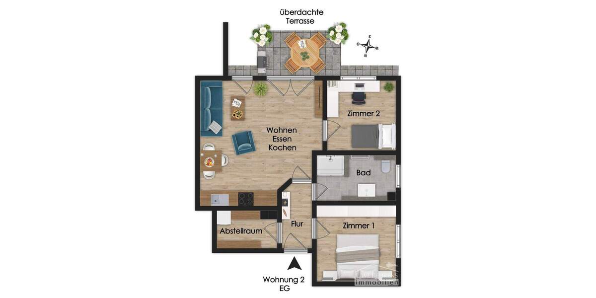 Etagenwohnung Klein Meckelsen - 3 Zimmer, 70 m&sup2;, 266.000&euro; | Angebot:25699481