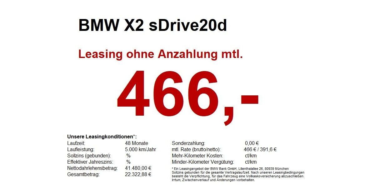 BMW X2 9.303 km 41.840 &euro; Schweinfurt 97424