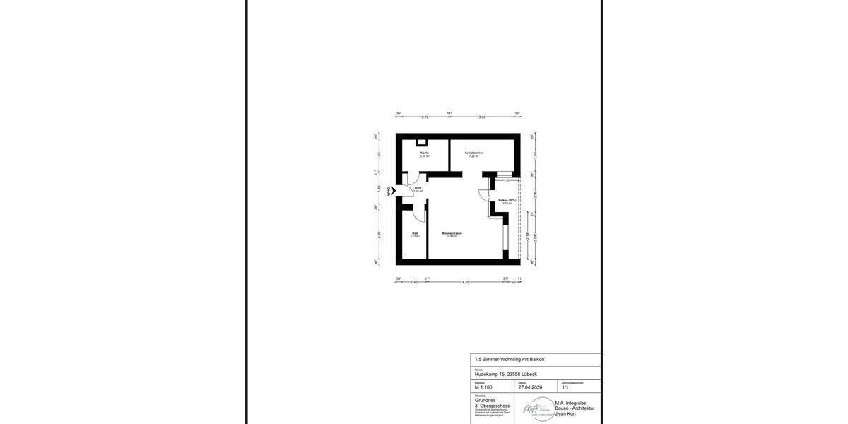 Etagenwohnung Lübeck Sankt Lorenz Nord - 1.5 Zimmer, 42 m&sup2;, 109.000&euro; | Angebot:26851443