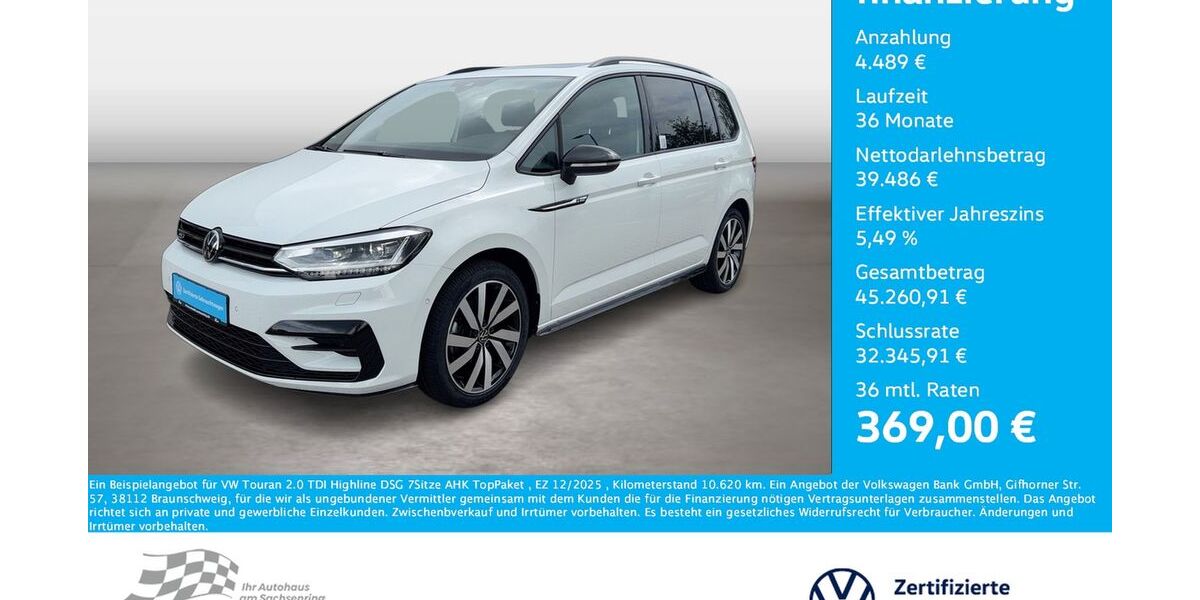 VW Touran 10.620 km 43.975 &euro; Bernsdorf 09337