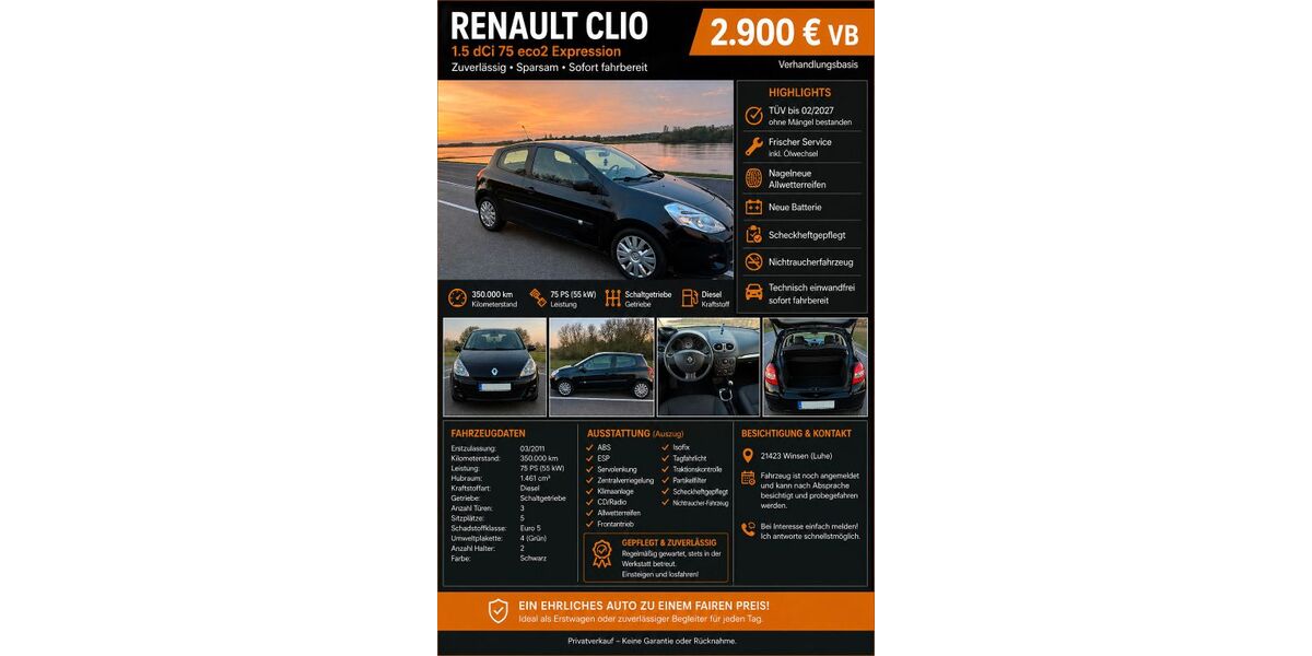 Renault Clio 350.000 km 1.890 &euro; Winsen (Luhe) 21423