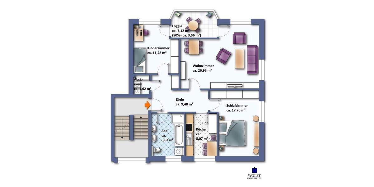 Etagenwohnung Delmenhorst Dwoberg/Ströhen - 3 Zimmer, 84 m&sup2;, 215.000&euro; | Angebot:24872482