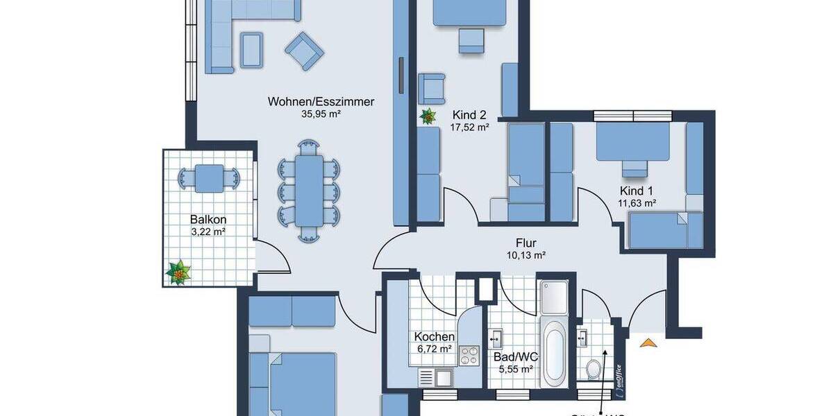 Etagenwohnung Waiblingen - 4 Zimmer, 106 m&sup2;, 549.000&euro; | Angebot:26228686