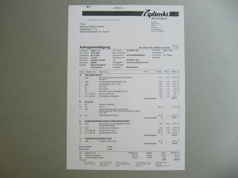 Peugeot 308 Platinum+ Klma+Insp+ TÜV + NEU + 230.447 km 3.435 € Schwalbach/Taunus 65824