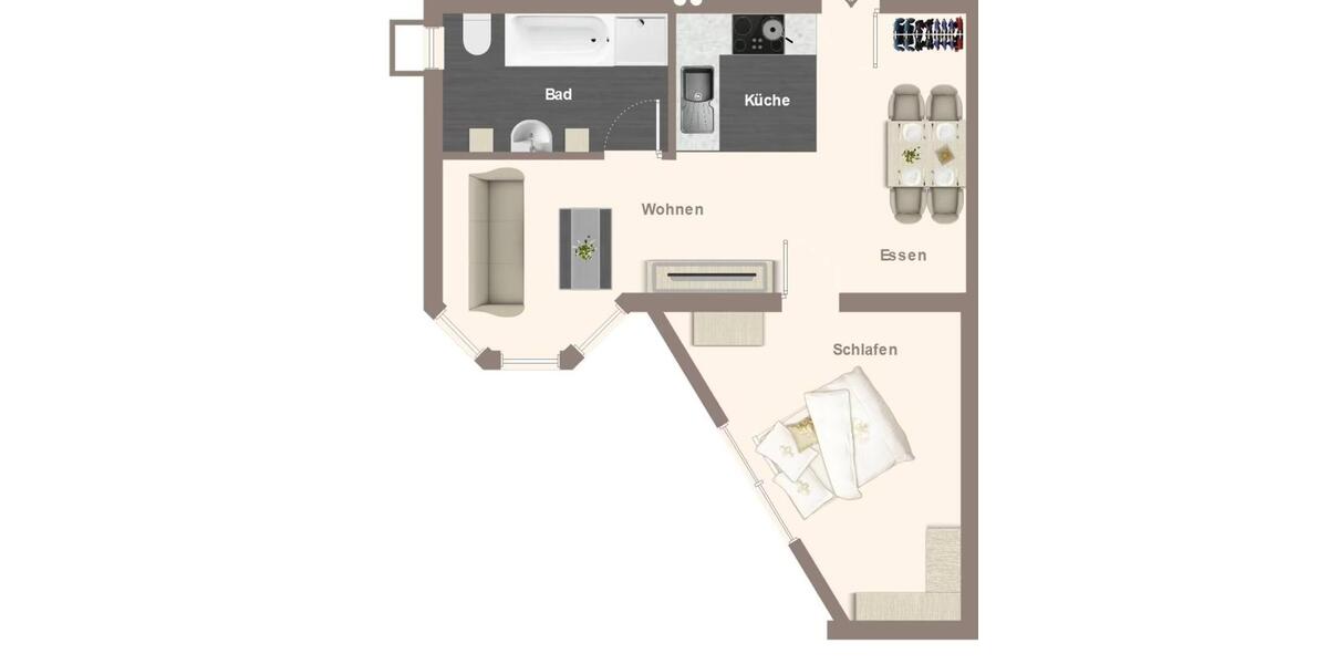 Schöne 2-Zimmer Wohnung mit modernem Bad, Einbauküche, Stellplatz 2 zimmer