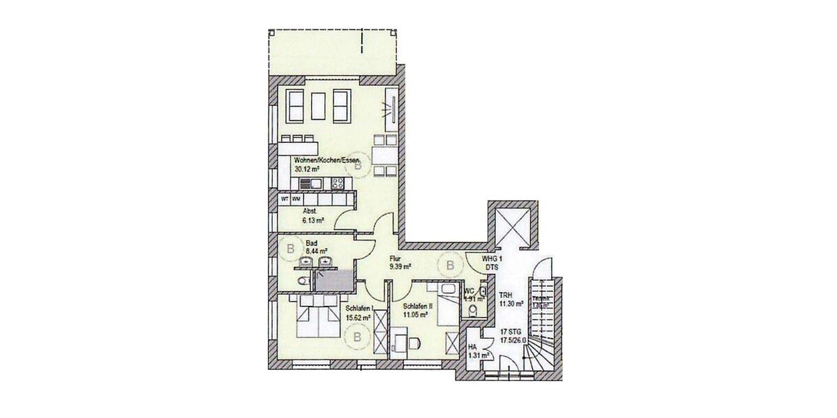 Erdgeschoßwohnung Diepholz - 3 Zimmer, 89 m&sup2;, 850&euro; | Angebot:26586142