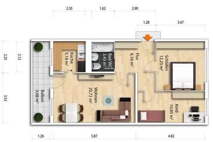 Wohnung Dresden Großzschachwitz - 3 Zimmer, 64 m&sup2;, 112.472&euro; | Angebot:25590413
