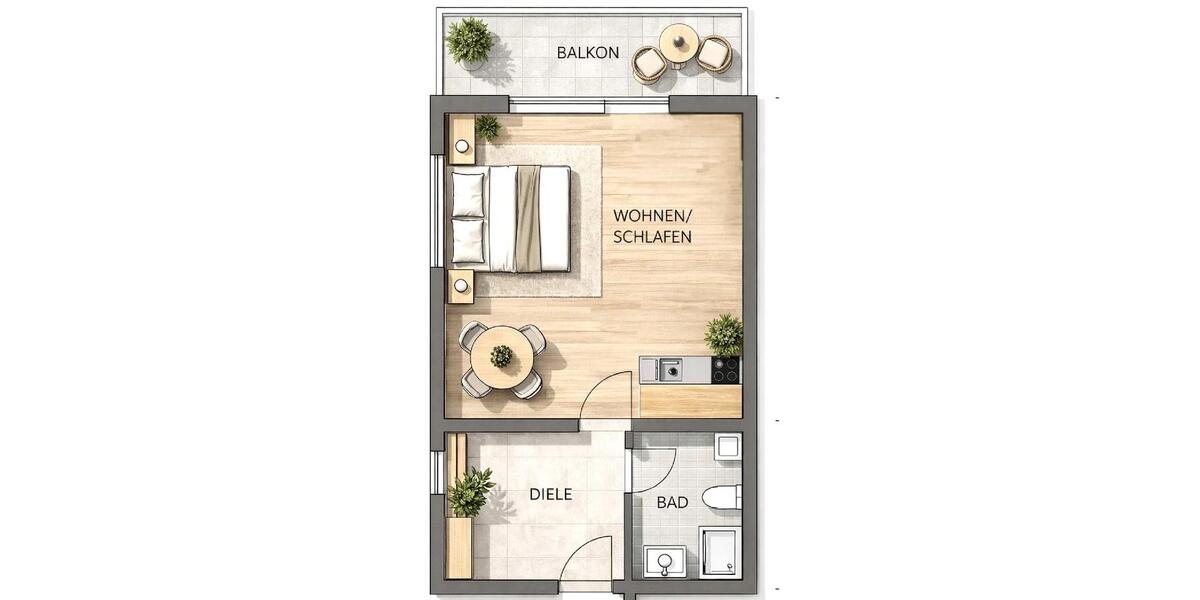 Etagenwohnung Gernsbach - 1 Zimmer, 31 m&sup2;, 590&euro; | Angebot:26335379