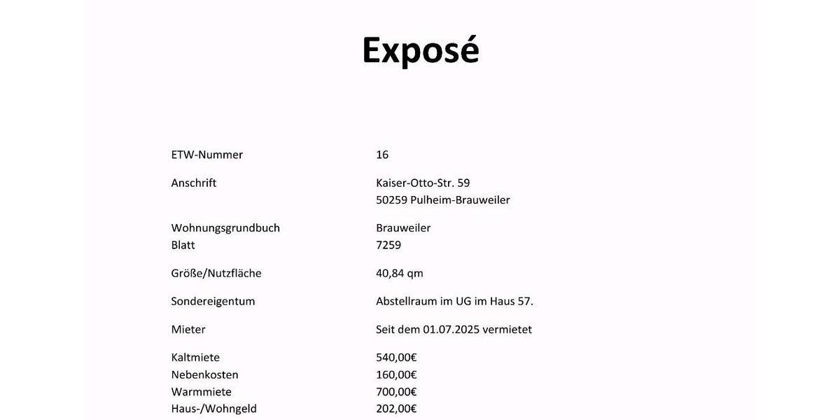 Etagenwohnung Pulheim - 2 Zimmer, 41 m&sup2;, 120.000&euro; | Angebot:26814669