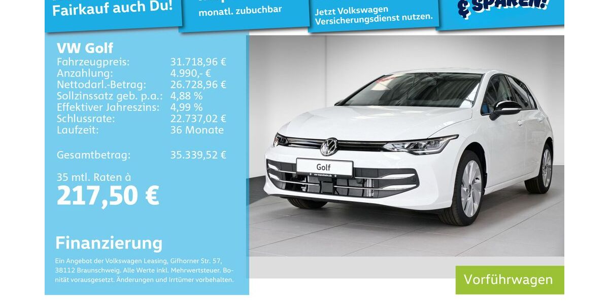 VW Golf 9.900 km 29.990 &euro; Mannheim 68309