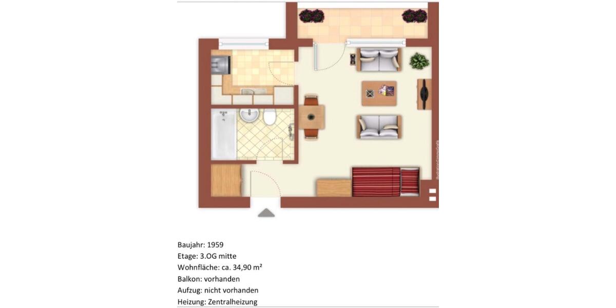 Dachgeschoßwohnung Berlin Spandau - 1 Zimmer, 35 m&sup2;, 159.000&euro; | Angebot:26824212