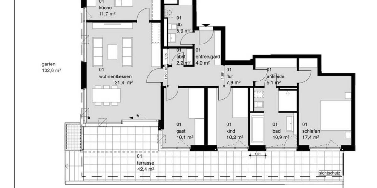 Terrassenwohnung München Bogenhausen - 4 Zimmer, 138 m&sup2;, 2.750.000&euro; | Angebot:26703149