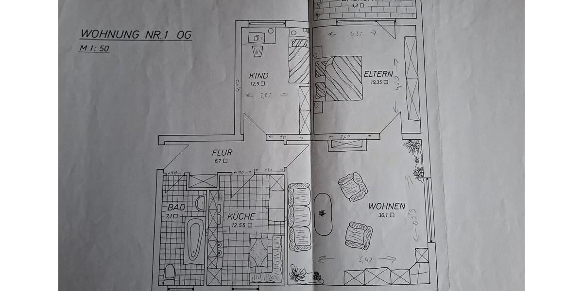 Etagenwohnung Ober-Ramstadt Ramstadt - 3 Zimmer, 92 m&sup2;, 250.000&euro; | Angebot:24779519