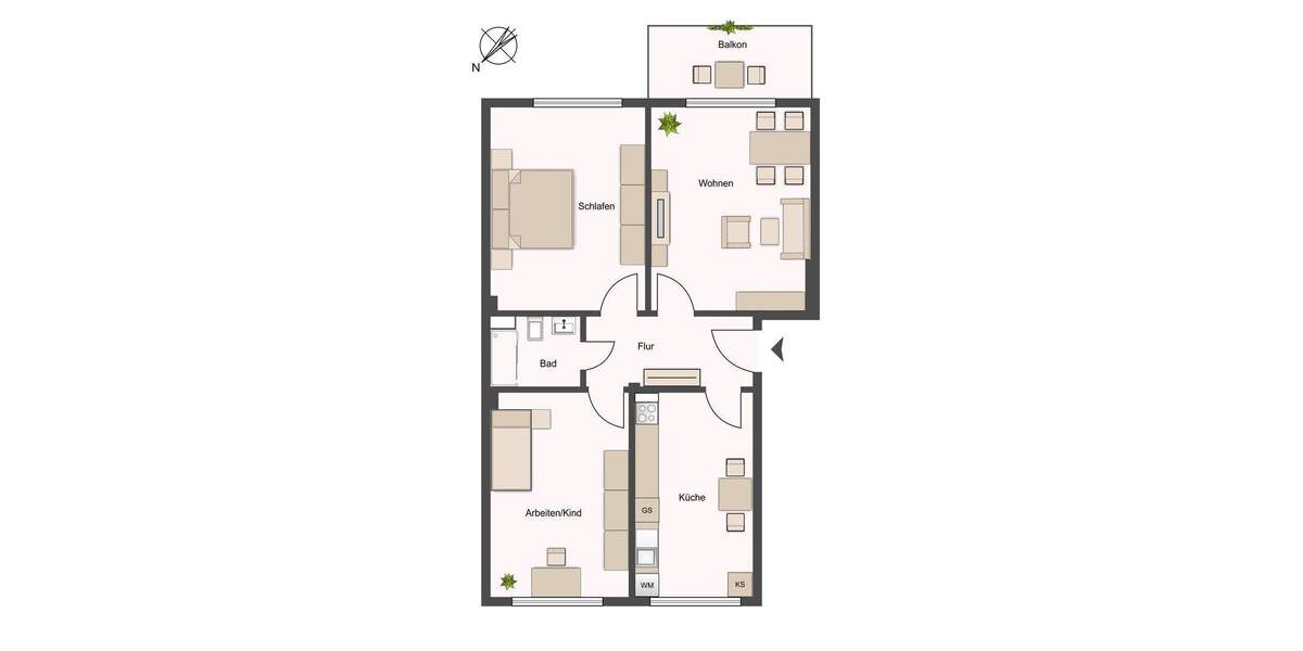 Etagenwohnung Bremen Westend - 3 Zimmer, 60 m&sup2;, 845&euro; | Angebot:24872155