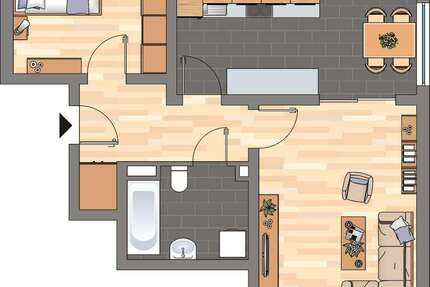 Wohnung Bellheim - 2 Zimmer, 59 m&sup2;, 579&euro; | Angebot:25619176