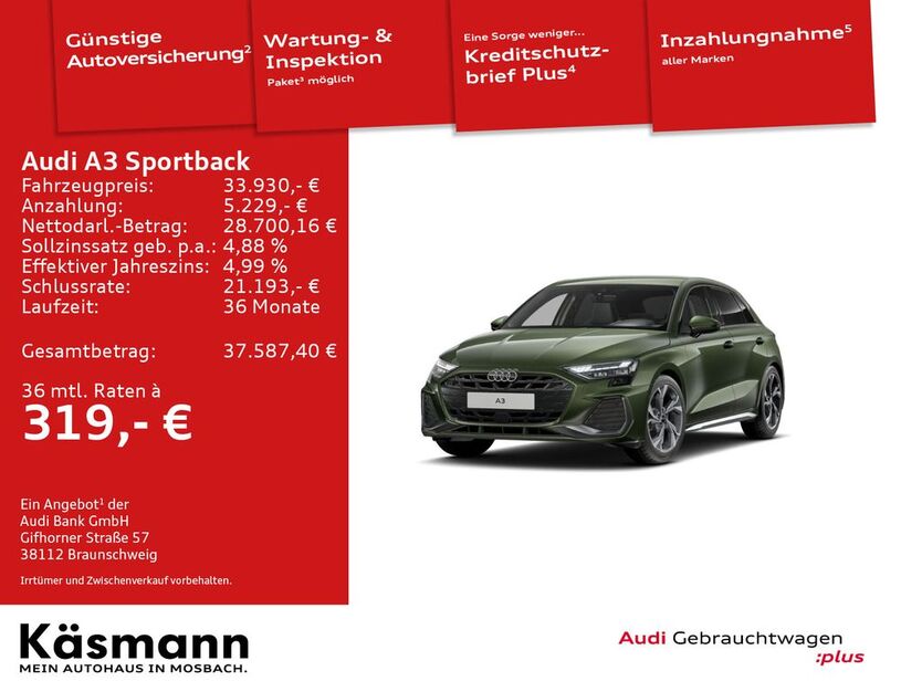 Audi A3 2.500 km 33.930 € Mosbach 74821