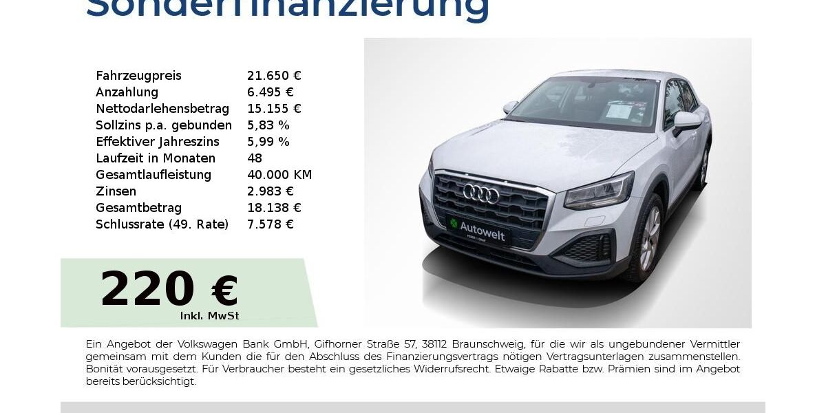 Audi Q2 55.750 km 21.650 € Nürnberg 90431