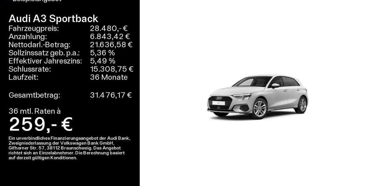 Audi A3 42.646 km 28.480 &euro; Heidenheim an der Brenz 89520