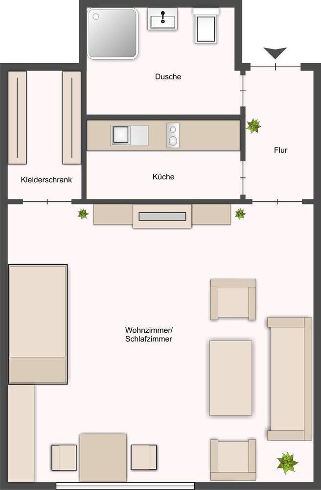 1-Zimmer-Mietwohnung im Stadtteil Paradies