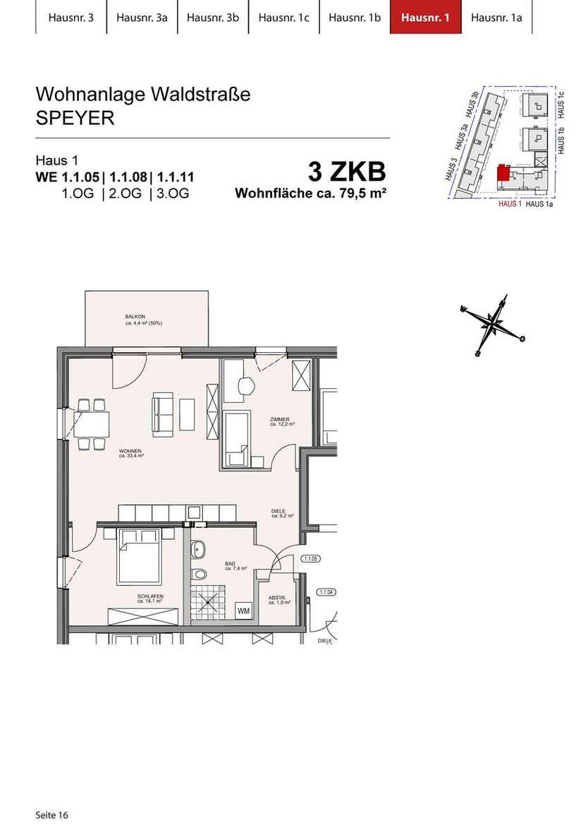Wohnung zum Mieten in Speyer 540,67 € 79.5 m² 3 zimmer