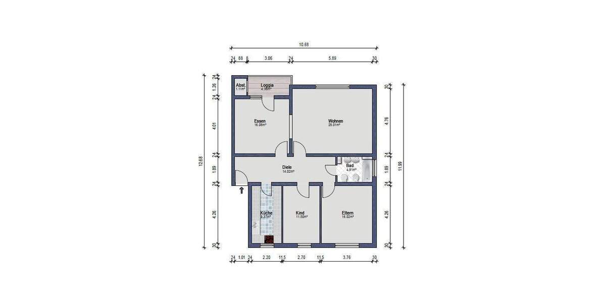 Etagenwohnung Leverkusen Rheindorf - 4 Zimmer, 101 m&sup2;, 268.000&euro; | Angebot:25409672