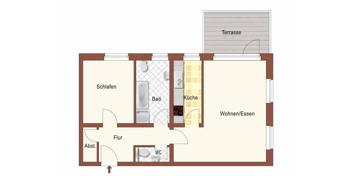 Erdgeschoßwohnung Kreuzau - 2 Zimmer, 73 m&sup2;, 780&euro; | Angebot:26005040