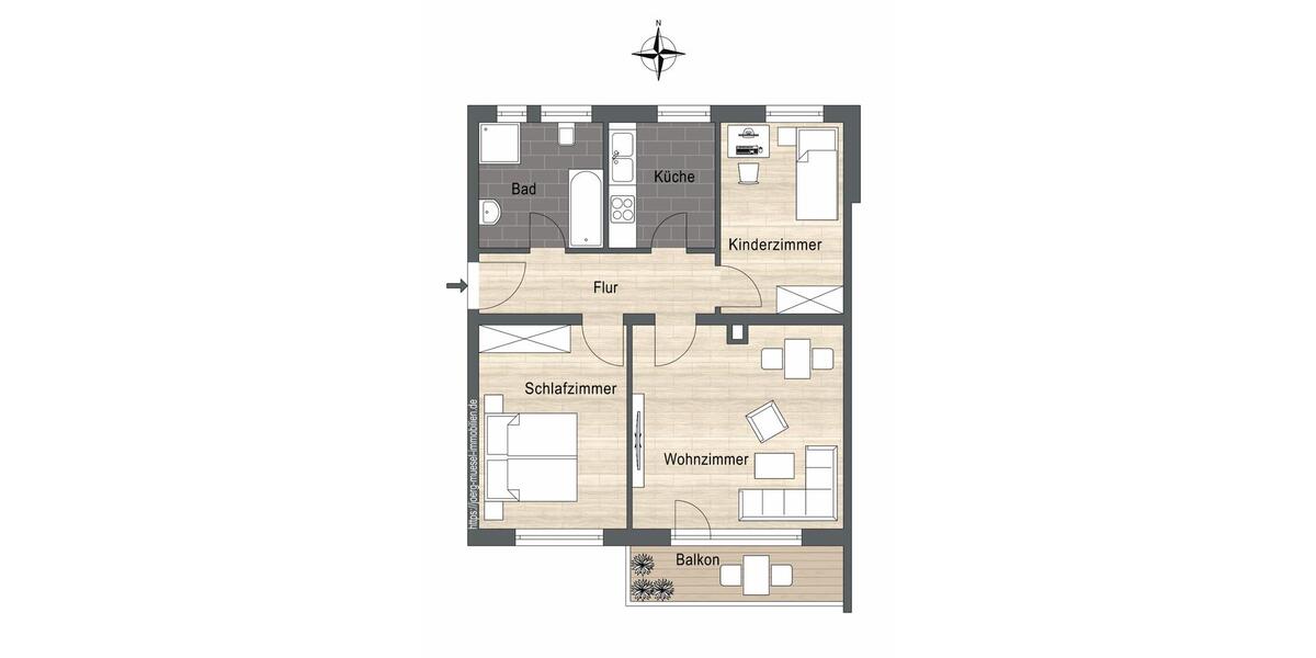 Etagenwohnung Schrobenhausen - 3 Zimmer, 67 m&sup2;, 870&euro; | Angebot:26394288