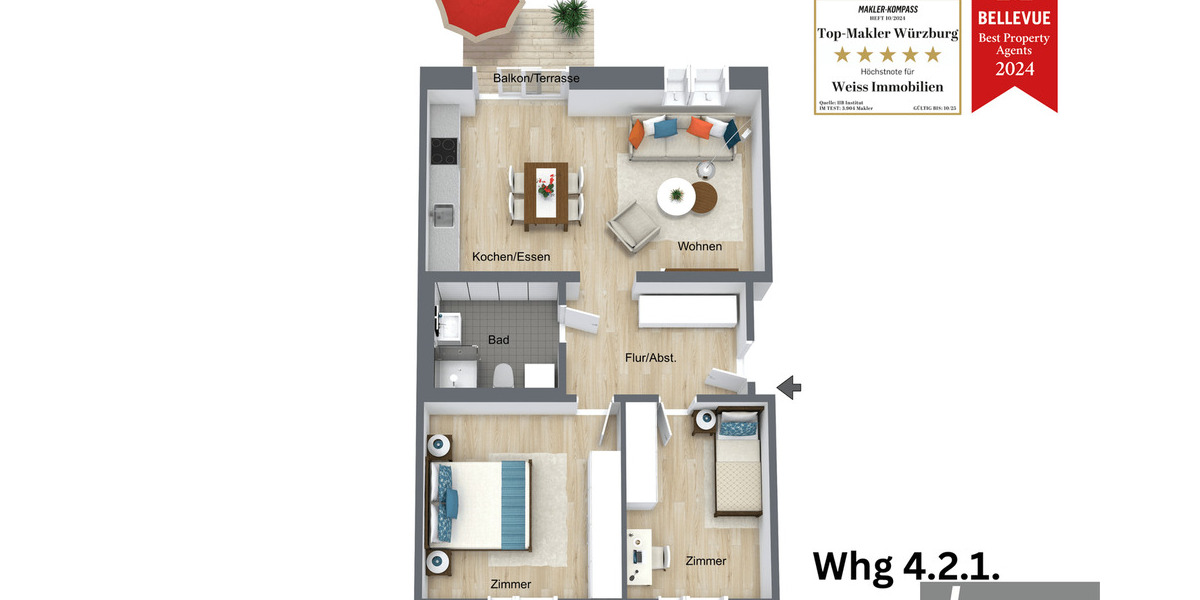Etagenwohnung Hilpoltstein - 3 Zimmer, 76 m&sup2;, 413.080&euro; | Angebot:26475833