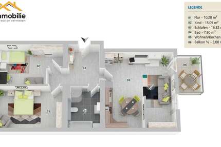 3 Zimmer-Wohnung in Mariental mit Balkon - Wohnung Mariental Helmstedt - Grasleben | Angebot:23042131