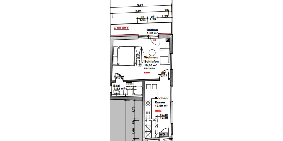 Etagenwohnung Simmern/Hunsrück Hunsrück - 2 Zimmer, 38 m&sup2;, 500&euro; | Angebot:25395391