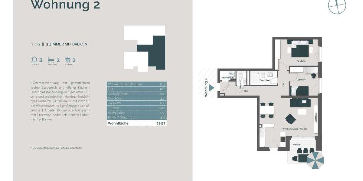 Etagenwohnung Bad Säckingen - 3 Zimmer, 80 m&sup2;, 434.000&euro; | Angebot:26373650