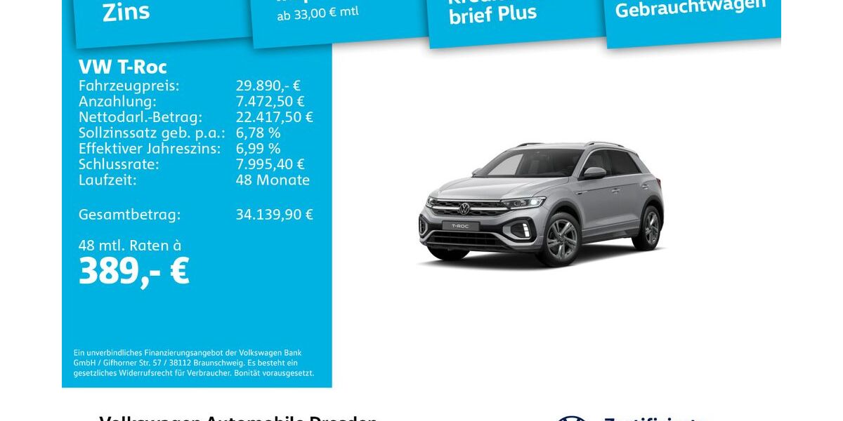 VW T-Roc 7.852 km 29.890 &euro; Dresden 01067
