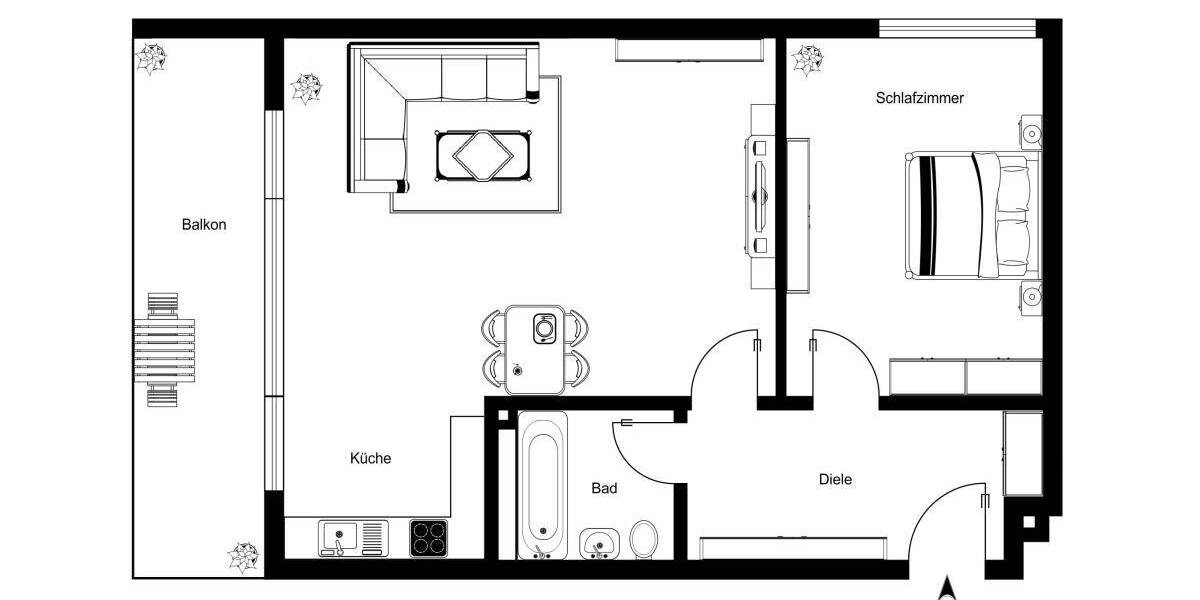 Etagenwohnung Wentorf - 2 Zimmer, 63 m&sup2;, 215.000&euro; | Angebot:26289903