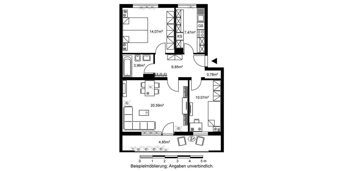 Etagenwohnung Bad Nauheim - 3 Zimmer, 68 m&sup2;, 800&euro; | Angebot:26887367