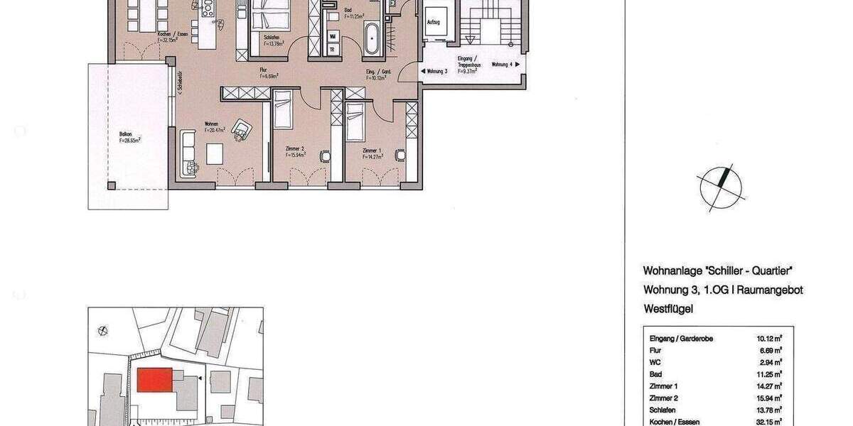 Etagenwohnung Wangen im Allgäu Wangen - 4 Zimmer, 140 m&sup2;, 860.260&euro; | Angebot:26345769